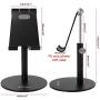 Adjustable Tablet/Phone Stand, AICase Telescopic Adjustable iPad Stand Holder,Universal Multi Angle Aluminum Stand Compatible with iPhone Smart Cell Phone/Tablet/iPad(4-13 inch), Black