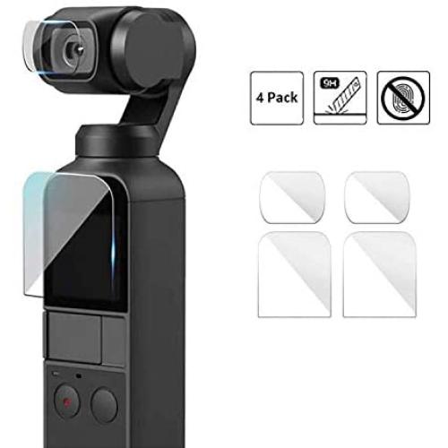 AFVO Screen Protector 9H Tempered Glass for DJI OSMO Pocket, No Bubble 4 in 1 (2 Screen Protector + 2 Lens Protector)
