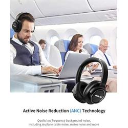 Mpow H18 Active Noise Cancelling Headphones, Foldable Bluetooth Headphones with Microphone, Over Ear Headphones with Hi-Fi Deep Bass, 50 Hours Play Wireless Headset for Travel/Work/Cell Phone