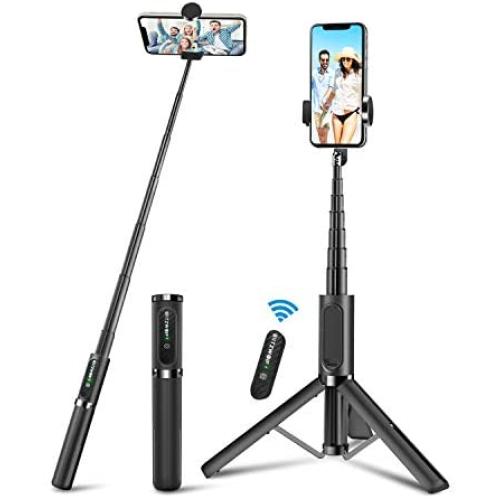Bluetooth Selfie Stick Tripod, BlitzWolf Mini Extendable Aluminum Selfie Stick with Wireless Remote 270° Rotation for iPhone 11/11 Pro/XS MAX/XR/XS/X/8/8 Plus/7/7 Plus, Galaxy S10 Plus/S9, More(Grey)