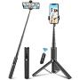 Bluetooth Selfie Stick Tripod, BlitzWolf Mini Extendable Aluminum Selfie Stick with Wireless Remote 270° Rotation for iPhone 11/11 Pro/XS MAX/XR/XS/X/8/8 Plus/7/7 Plus, Galaxy S10 Plus/S9, More(Grey)