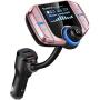 (Upgraded Version) Sumind Car Bluetooth FM Transmitter, Wireless Radio Adapter Hands-Free Kit with 1.7 Inch Display, QC3.0 and Smart 2.4A USB Ports, AUX Output, TF Card Mp3 Player (Rose Gold)