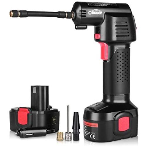 Oasser Air Compressor Electric Inflator Portable Hand Held Pump with Digital LCD Rechargeable Li-ion 12V 130PSI P2