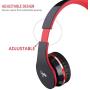Elecder i40 Headphones with Microphone Foldable Lightweight Adjustable Wired On Ear Headsets with 3.5mm Jack for iPad Cellphones Laptop Computer Smartphones MP3/4 Kindle Airplane School (Red/Black)