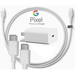 Google USB-C Charging Rapidly Charger for 2nd & 3rd Gen Pixel devices (18W 3A Charger + 3 Foot USB-C, C-C Cable)
