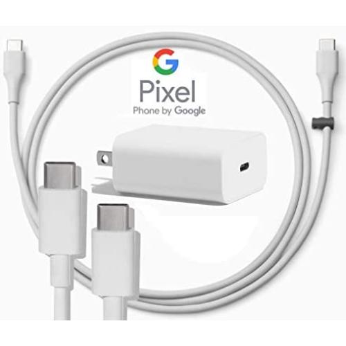 Google USB-C Charging Rapidly Charger for 2nd & 3rd Gen Pixel devices (18W 3A Charger + 3 Foot USB-C, C-C Cable)