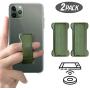 [2PC] WUOJI Finger Strap Phone Holder - Ultra Thin Anti-Slip Universal Cell Phone Grips Band Holder for Back of Phone (DarkGreen)