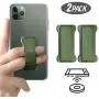 [2PC] WUOJI Finger Strap Phone Holder - Ultra Thin Anti-Slip Universal Cell Phone Grips Band Holder for Back of Phone (DarkGreen)