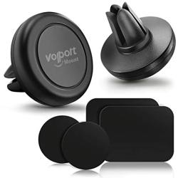 Magnetic Phone Car Mount Vent Strong 2 Pack, VOLPORT Universal Air Vent Magnetic Car Mount Airvent Clip Magnet Cell Phone Holder for Car with Mount Metal Plates Compatible for iPhone 11, Galaxy S10