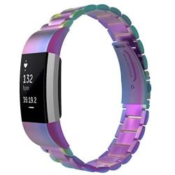 MoKo Fitbit Charge 2 Band, Universal Stainless Steel Watch Band Strap Band Bracelet + Connector for 2016 Fitbit Charge 2 Heart Rate + Fitness Wristband (Smart Watch NOT Included), Colorful