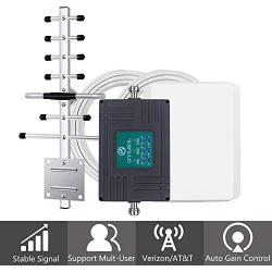 Tri-Band Cell Phone Signal Booster Repeater for Verizon AT&T T-Mobile 3G 4G LTE - Enhances Your Cellular Voice & Data in Home/Office Up to 4,500Sq Ft (Supports Band 5/12/13/17)