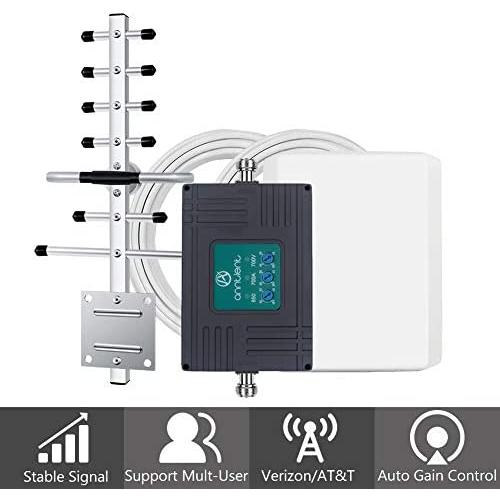 Tri-Band Cell Phone Signal Booster Repeater for Verizon AT&T T-Mobile 3G 4G LTE - Enhances Your Cellular Voice & Data in Home/Office Up to 4,500Sq Ft (Supports Band 5/12/13/17)