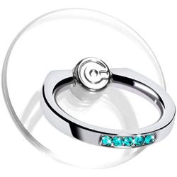 Transparent Phone Ring Stand Holder - EI Sonador Cell Phone Ring Holder Finger Grip 360 Degree Rotation (2 Aquamarine Diamond)