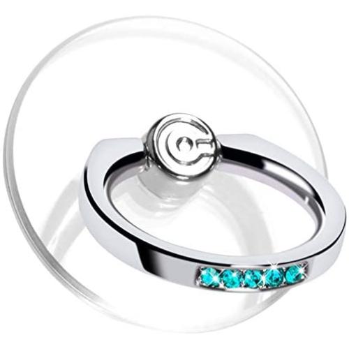 Transparent Phone Ring Stand Holder - EI Sonador Cell Phone Ring Holder Finger Grip 360 Degree Rotation (2 Aquamarine Diamond)
