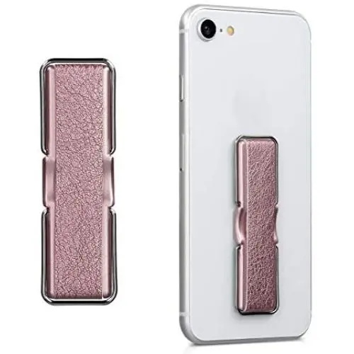 kwmobile Universal Elastic Finger Holder for Smartphones - PU Leather Stretch Grip Finger Strap with Stand Compatible with All Smartphones - Rose Gold kwmobile Universal Elastic Finger Holder for Smartphones - PU Leather Stretch Grip Finger Strap with Stand Compatible with All Smartphones - Rose Gold