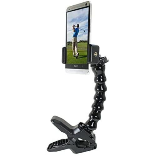 Golf Gadgets - Swing Recording System | Large Device Holder (PHABLET) with Jaws Clamp & Gooseneck Mount. Compatible Large Devices Like iPhone 6/7 Plus, Samsung Galaxy Note, etc.