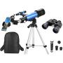 MaxUSee Travel Scope with Backpack - 70mm Refractor Telescope & 10X50 HD Binoculars Bak4 Prism FMC Lens for Moon Viewing Bird Watching Sightseeing