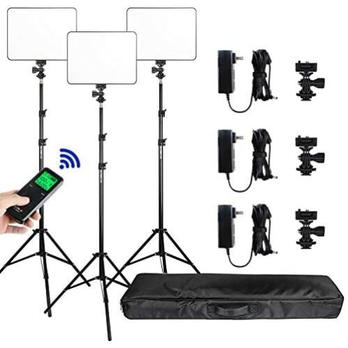 (3 Packs) VILTROX vl-200 Light 30W Bi-Color 3300K-5600K Studio Lights Kit with Stand,CRI 95+ Wide Angel LED Photography Lighting for Video Shooting