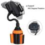MOTOBA Gooseneck Cup Holder Phone Mount, Adjustable Car Phone Cup Holder for iPhone 11 Pro/XR/XS Max/X/8/7 Plus/6s/Samsung S10+/Note 9/S8 Plus/S7 Edge (Orange)
