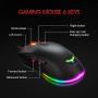 Havit Keyboard Rainbow Backlit Wired Gaming Keyboard Mouse Combo, LED 104 Keys USB Ergonomic Wrist Rest Keyboard, 4800 Dots Per Inch 6 Button RGB Mouse for Windows Gamer Desktop, Computer (Black)