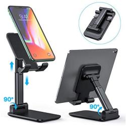 Andobil Adjustable Cell Phone Stand, Phone Stand for Desk,Foldable Portable Phone Holder for Desk, Desktop Tablet Stand,Sturdy Aluminum Metal Phone Holder Compatible with Phone/iPad/Tablets