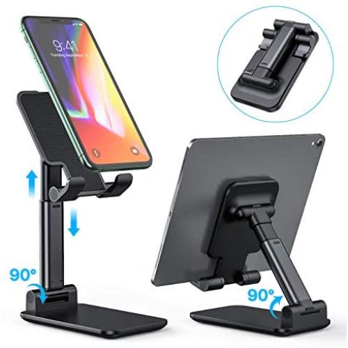 Andobil Adjustable Cell Phone Stand, Phone Stand for Desk,Foldable Portable Phone Holder for Desk, Desktop Tablet Stand,Sturdy Aluminum Metal Phone Holder Compatible with Phone/iPad/Tablets