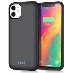 voo Battery Case for iPhone 11, Upgraded 6800mAh Extended Rechargeable Charging Case Protective Portable Battery Pack for iPhone 11 External Charging Cover 6.1 inch Smart Case - Black