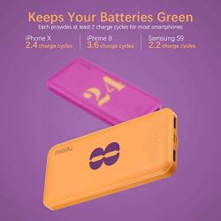 2-Pack Miady 10000mAh Dual USB Portable Charger, Fast Charging Power Bank with USB C Input, Backup Charger for iPhone X, Galaxy S9, Pixel 3 and etc (Yellow & Purple) …