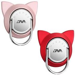 Cat Ring Phone Holder for Magnet Car Mount, Cell Phone Ring Holder Compatible for iPhone XS Max/XR/XS,Cat Finger Ring 2 Pack (Red/Rose Gold)