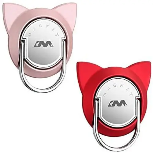 Cat Ring Phone Holder for Magnet Car Mount, Cell Phone Ring Holder Compatible for iPhone XS Max/XR/XS,Cat Finger Ring 2 Pack (Red/Rose Gold) Cat Ring Phone Holder for Magnet Car Mount, Cell Phone Ring Holder Compatible for iPhone XS Max/XR/XS,Cat Finger Ring 2 Pack (Red/Rose Gold)