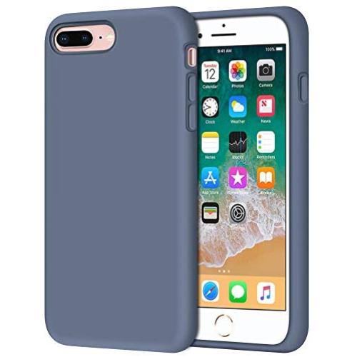 Anuck iPhone 8 Plus Case, iPhone 7 Plus Case, Soft Silicone Gel Rubber Bumper Case Microfiber Lining Hard Shell Shockproof Full-Body Protective Case Cover for iPhone 7 Plus /8 Plus 5.5" - Blue Gray