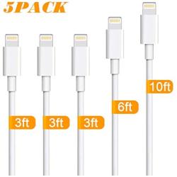 iPhone Charger,Atill 5 Pack 3ft/3ft/3ft/6ft/10ft Lightning Cable iPhone Charging Syncing Cord Charger Cable Compatible iPhone X 8 8Plus 7 7Plus 6s 6sPlus 6 6Plus SE 5 5s 5c more