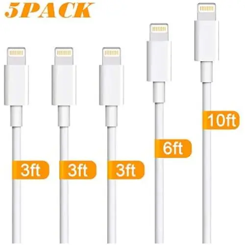 iPhone Charger,Atill 5 Pack 3ft/3ft/3ft/6ft/10ft Lightning Cable iPhone Charging Syncing Cord Charger Cable Compatible iPhone X 8 8Plus 7 7Plus 6s 6sPlus 6 6Plus SE 5 5s 5c more iPhone Charger,Atill 5 Pack 3ft/3ft/3ft/6ft/10ft Lightning Cable iPhone Charging Syncing Cord Charger Cable Compatible iPhone X 8 8Plus 7 7Plus 6s 6sPlus 6 6Plus SE 5 5s 5c more
