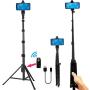 Phone Tripod Stand Selfie Stick 54 Inch Portable Aluminum Alloy Phone with Wireless Remote Shutter for iPhone Tripod 11 pro Xs Max Xr X 8 7 6 Plus, Android Samsung Galaxy Smartphone Vlog/Live Stream