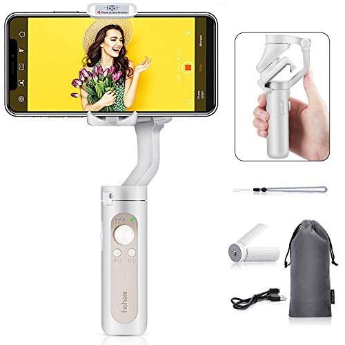 Hohem iSteady X, 3-Axis Lightweight Foldable Gimbal Stabilizer, Which is Only 0.57Lbs, Supports Moment/Beauty/Auto-Inception Mode with iPhone 11/Pro/Max/SE and Android Smartphones (0.57Lbs, White)