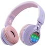 Riwbox WT-7S Bluetooth Headphones Light Up, Foldable Stero Wireless Headset with Microphone and Volume Control for PC/Cell Phones/TV/iPad (Purple)