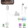 Headphone Adapter Jack 2 in 1 Adapter for iPhone Xs/Xs Max/XR/ 8/8 Plus/X (11) / 7/7 Plus Adapter Listen to Music Adapter Audio and Charge 3.5mm Splitter Converter Compatible with Adaptor Charger