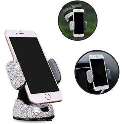 eing Bling Crystal Car Phone Mount with One More Air Vent Base,Universal Cell Phone Holder for Dashboard,Windshield and Air Vent,Silver