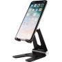 POKANIC Cell Phone Fully Foldable Stand Dock Holder Cradle Mount Organizer Charger Station Table Desk Bed Office School Kitchen Travel Portable Adjustable Multi-Angle Aluminum Non-Slip (Black)