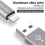 HOVAMP iPhone Charger, MFi Certified Lightning Cable 5 Pack (3/3/6/6/10FT) Nylon Woven with Metal Connector Compatible iPhone 11/Pro/Xs Max/X/8/7/Plus/6S/6/SE/5S iPad - Silver&White