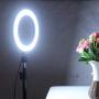 Qiilu 10 Inch Dimmable LED Ring Fill Light,USB Camera Video Lamp with Tripod Phone Clip Set