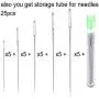 25 Large Eye Stitching Needles - 5 Sizes Big Eye Hand Sewing Needles in Clear Storage Tube 25 Large Eye Stitching Needles - 5 Sizes Big Eye Hand Sewing Needles in Clear Storage Tube