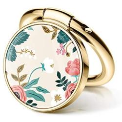 GVIEWIN Cell Phone Ring Holder Finger Kickstand, 180° Rotation Metal Flower Ring Grip for Magnetic Car Mount Compatible with All Smartphones Adhesive to All Phone Cases (Petite Flowers/Pink)