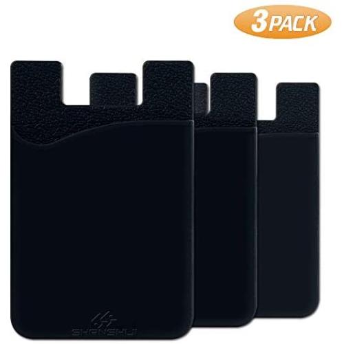 Self Adhesive Credit Card Wallet, SHANSHUI Credit Card ID Card Holder for LG,Piexl,HTC,BLU,Sony,Motorola,Huawei Smart Phone Case (Black / 3pcs)