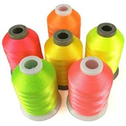 Sinbel Polyester Embroidery Thread 6 Neon Fluorescent Colors 1000Meters/1100Yards Per Spool for Brother Babylock Janome Singer Pfaff Husqvaran Bernina Machines