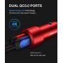 JSAUX Car Charger Compatible for Samsung Galaxy S10/S9/S9 Plus/S8/S8 Plus/S20/Note 10/9/8, LG, Moto -3A Dual Quick Charge 3.0 Ports 36W Metal Fast USB Car Adapter with Type C Charging Cable Red