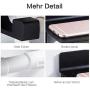 micoe Toilet Paper Holder with Phone Shelf,Hole-Free Self Adhesive Bathroom Wall Mount Paper Towel Roll Holder,Space Aluminum,Black