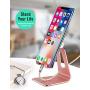 Adjustable Cell Phone Stand,Skejer Stand,2020 Update,Phone Holder,Table Stand,Dock,Aluminum Desktop Stand Compatible with iPhone Galaxy Edge All Smart Phone and Tablets Under 10 inches-Rose Gold