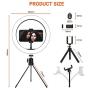 10" Ring Light, 120 Bulbs Ring Light with Tripod Stand & Cell Phone Holder and Remote Control, 3 Lighting Modes and 10 Brightness Levels of Dimmable Ring Light for iPhone YouTube Video Live Makeup