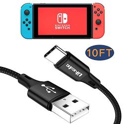 Charger Charging Cable for Nintendo Switch, USB Type C Cable 10Ft Nylon Braided USB C to USB A Fast Data Sync Cord Compatible with Nintendo Switch, Google Pixel, Samsung Galaxy S9 S8 Note 9